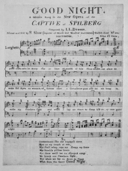 Good Night. A Favorite Song in the New Opera of the Captive of Spilberg