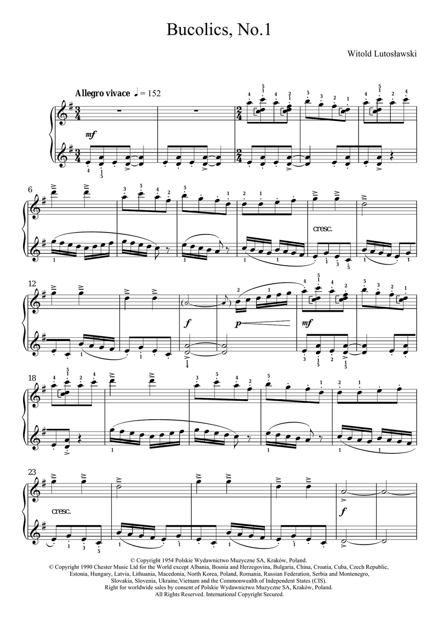 Bucolics, No.1 Bucolics, No.1 Piano Solo scores gallery preview page 1