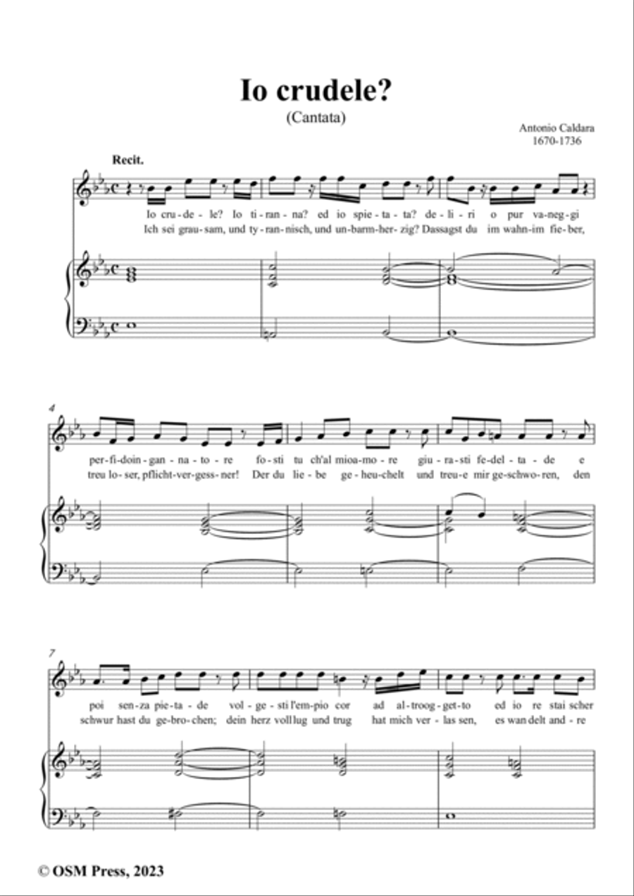 Caldara-Io crudele?(Cantata),in E flat Major Voice scores gallery preview page 2