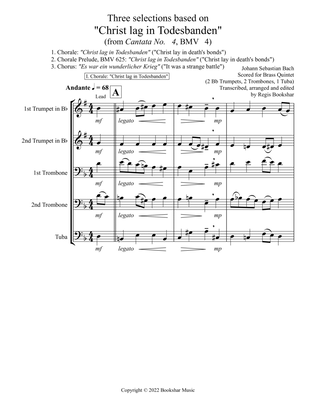 Book cover for Three selections based on "Christ lag in Todesbanden" (Brass Quintet - 2 Trp, 2 Trb, 1 Tuba)
