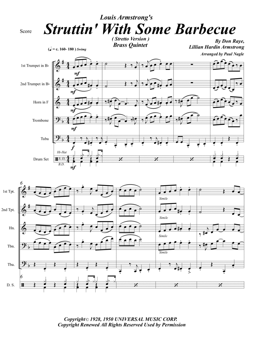 Struttin' With Some Barbecue Brass Quintet scores gallery preview page 1
