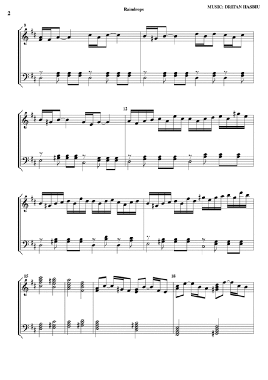 Raindrops Piano Solo scores gallery preview page 2