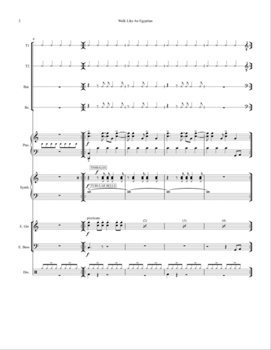 Walk Like An Egyptian Small Ensemble scores gallery preview page 2