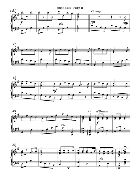 Jingle Bells, Harp II by James Pierpont Celtic Harp - Digital Sheet Music