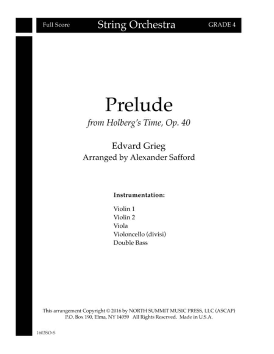 Prelude from Holberg's Time Op. 40 (Holberg Suite) Score image number null