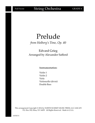Prelude from Holberg's Time Op. 40 (Holberg Suite) Score