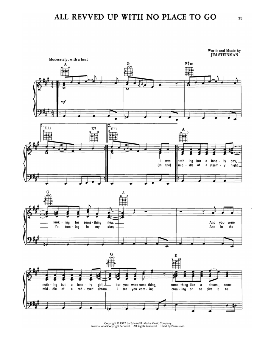 All Revved Up With No Place To Go Piano, Vocal, Guitar scores gallery preview page 1