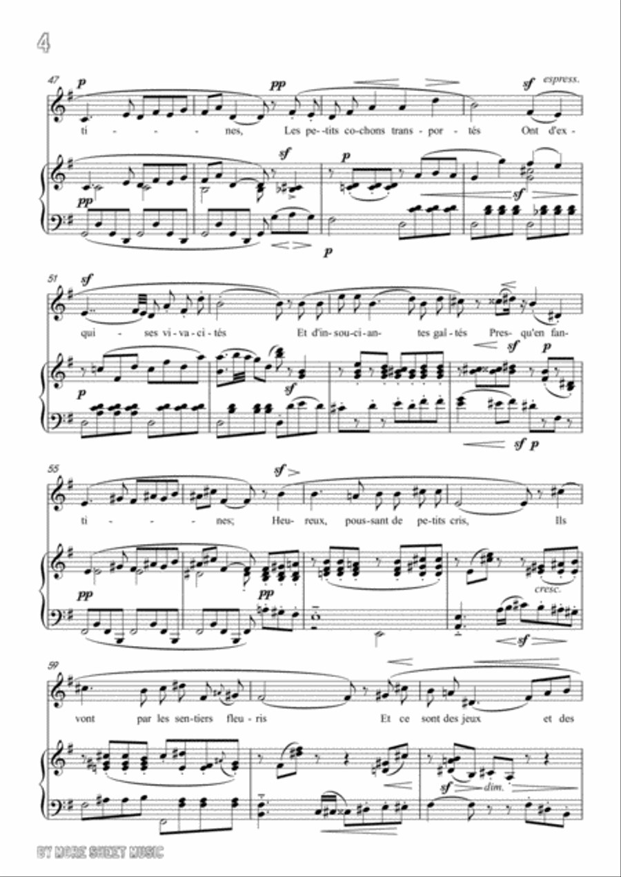 Chabrier-Pastorale des cochons roses in E Major,for voice and piano Voice Solo scores gallery preview page 6