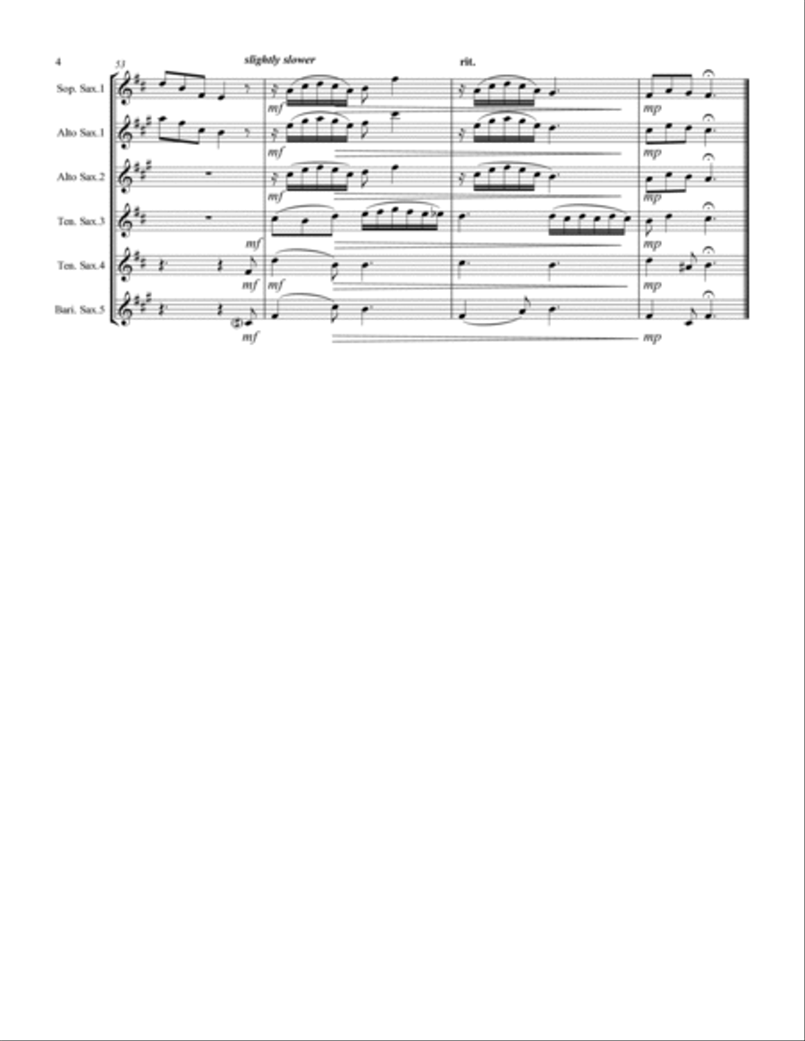 I Wonder As I Wander Saxophone Quintet scores gallery preview page 5