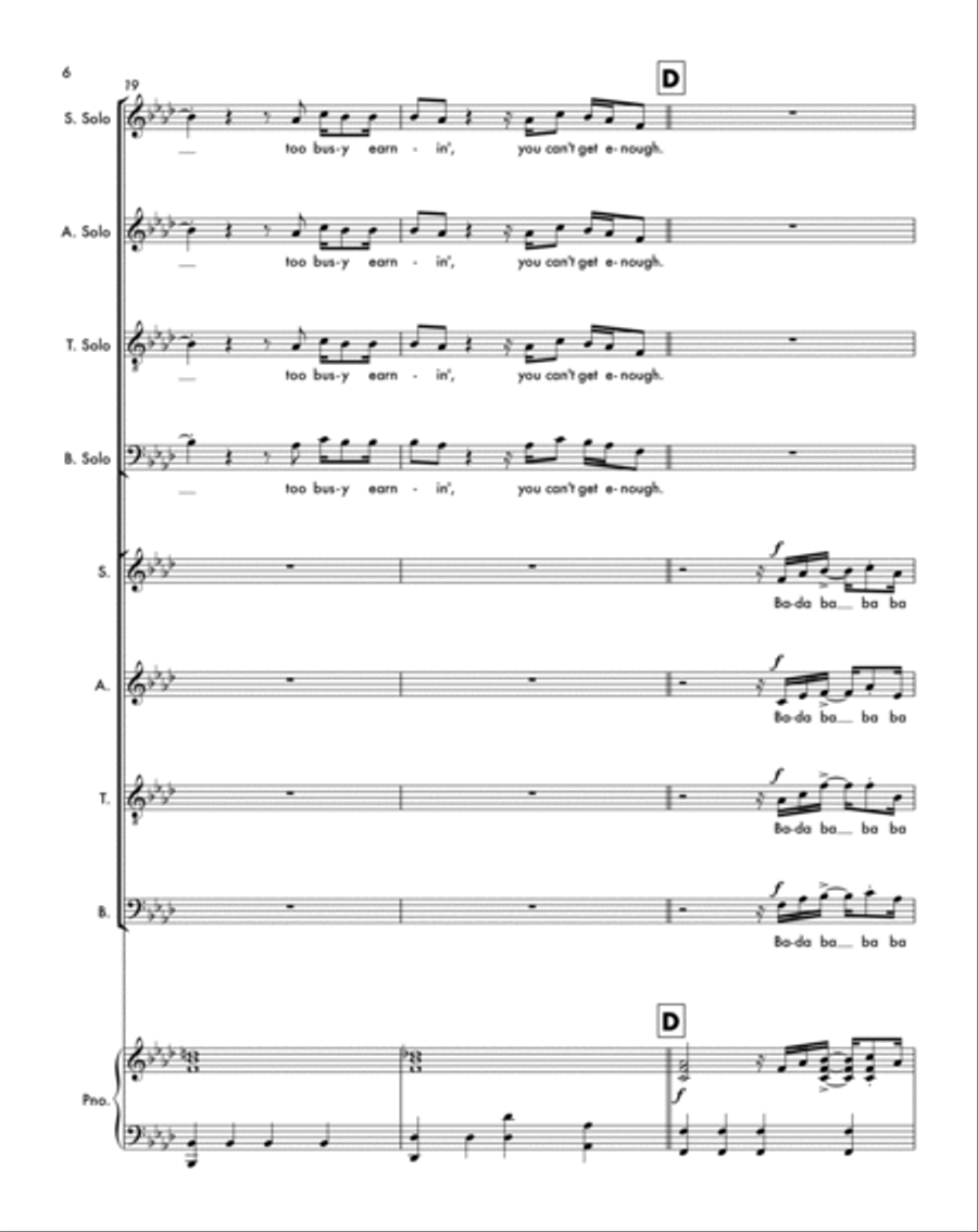 Busy Earnin' Busy Earnin' 4-Part scores gallery preview page 6