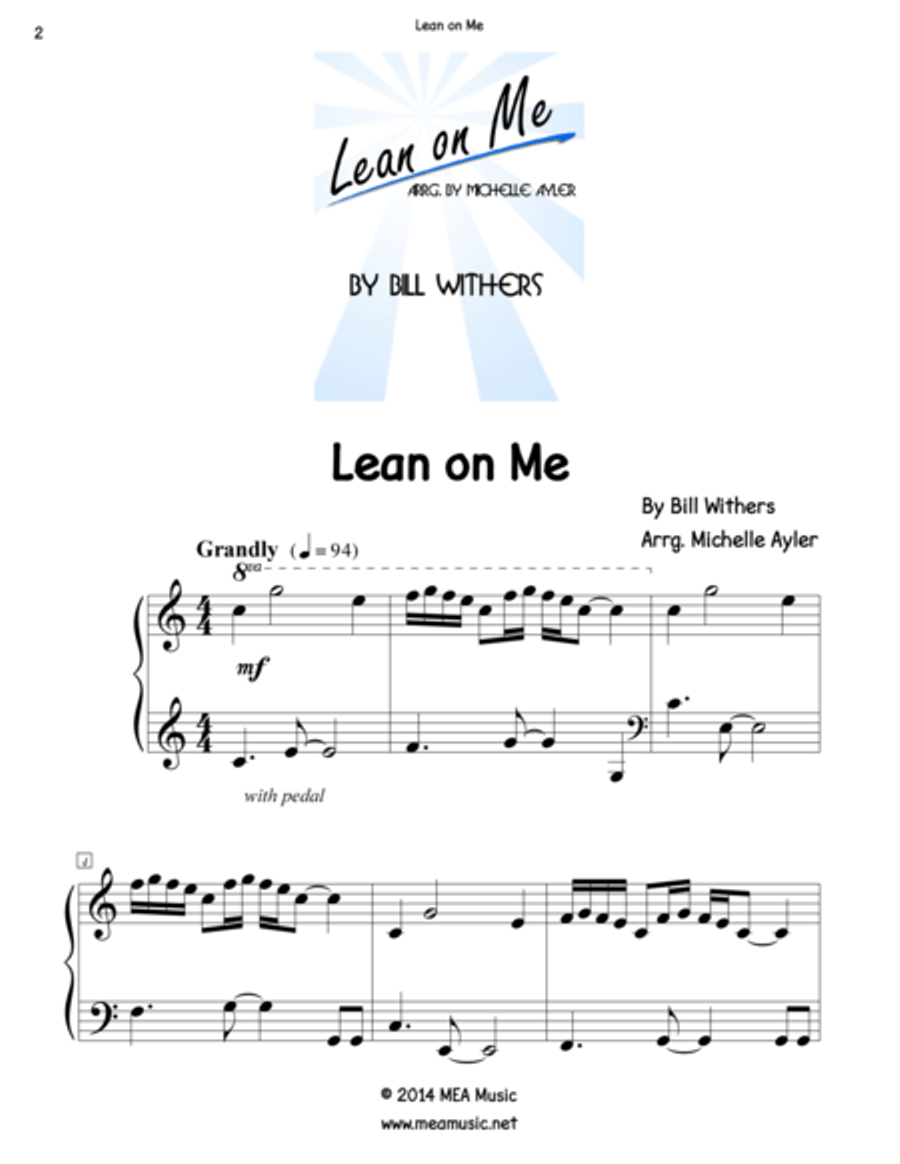 Lean On Me Piano Solo scores gallery preview page 2