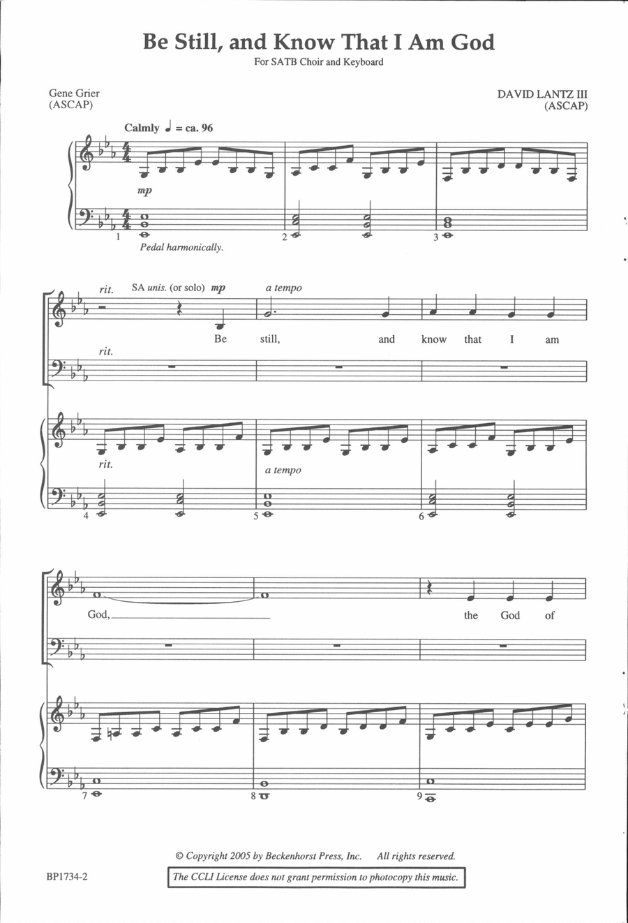 Be Still, and Know That I Am God 4-Part scores gallery preview page 2