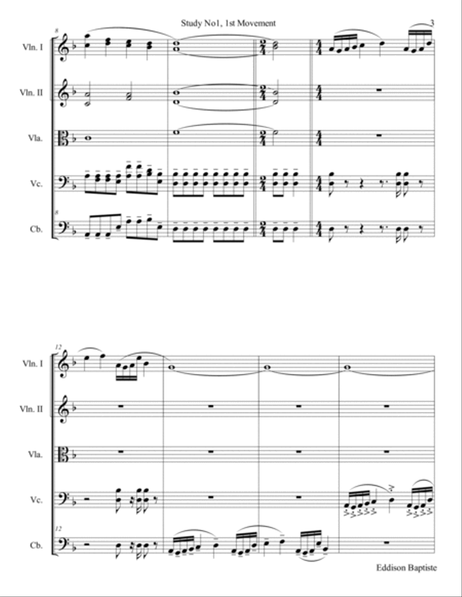 Study No1, 1st Movement ALLEGRO BRILLANTE String Orchestra scores gallery preview page 3