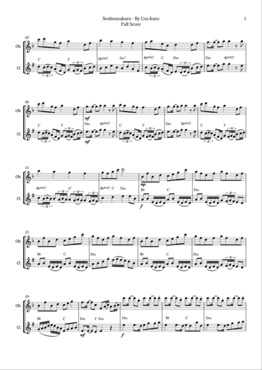 Senbonzakura Woodwind Duet scores gallery preview page 3