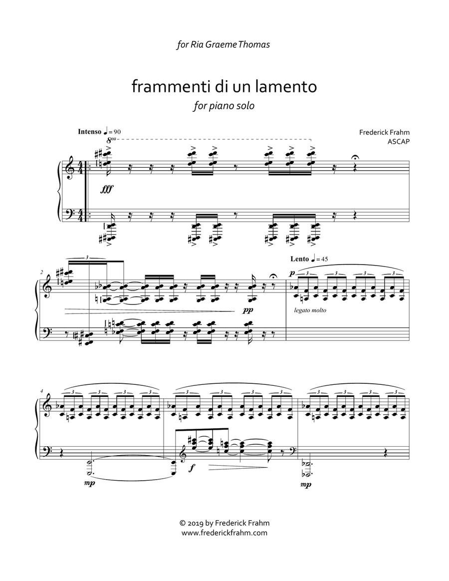 Frammenti di un Lamento Piano Solo scores gallery preview page 1