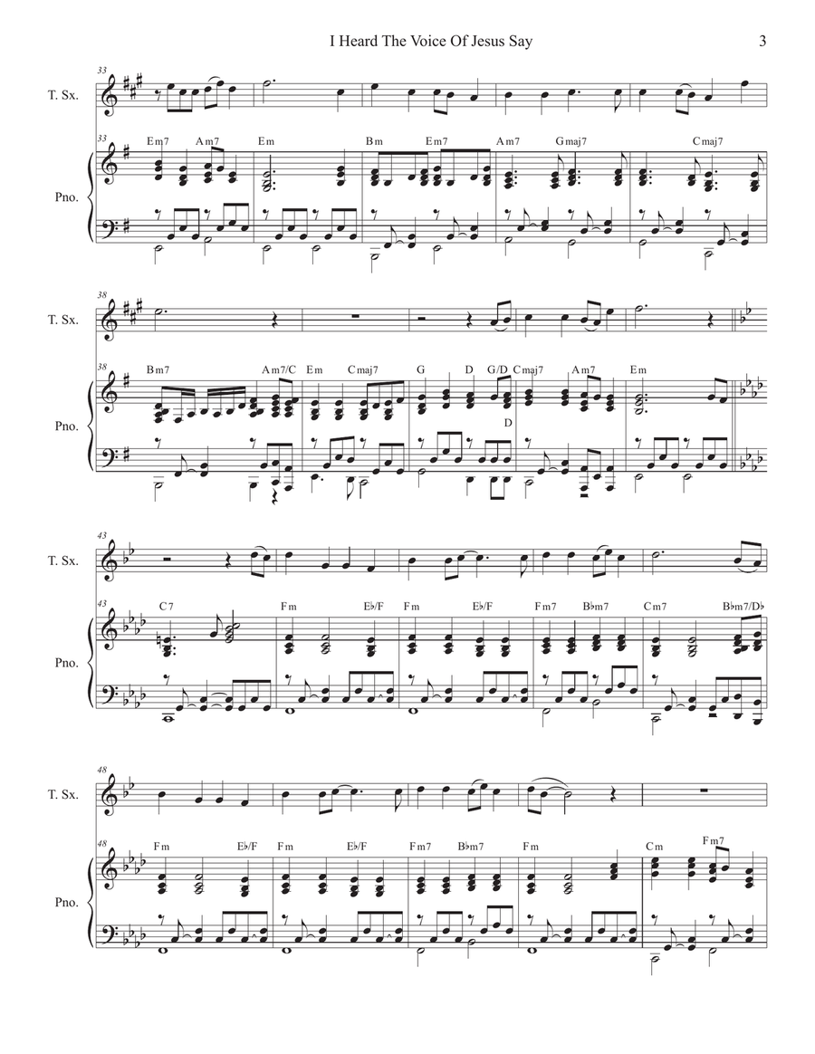 I Heard The Voice Of Jesus Say (Tenor Saxophone and Piano) Tenor Saxophone scores gallery preview page 3