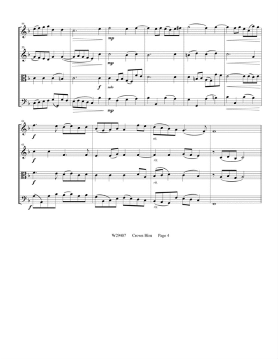 Crown Him With Many Crowns String Quartet scores gallery preview page 4