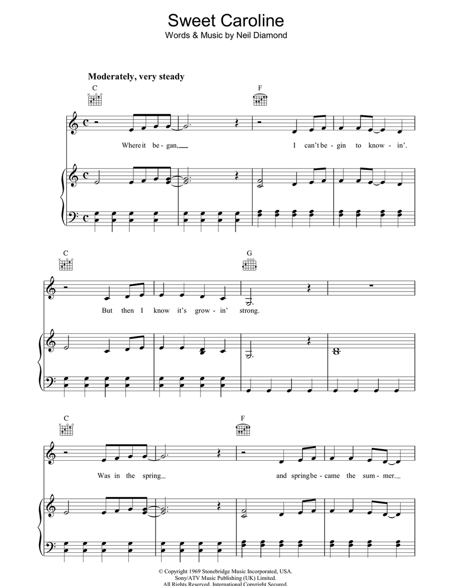 Sweet Caroline Sweet Caroline Guitar scores gallery preview page 1