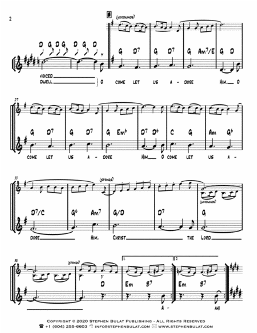 Gesù Bambino (The Infant Jesus) - Lead sheet arranged in traditional and jazz style (key of E) Large Ensemble scores gallery preview page 3