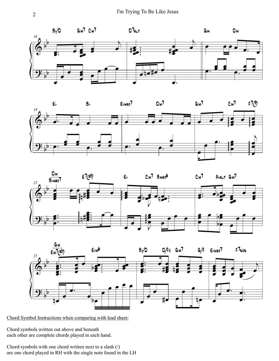I'm Trying to be Like Jesus Piano Solo scores gallery preview page 2