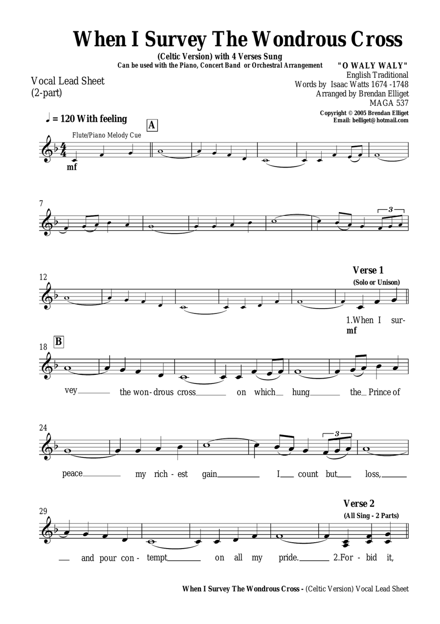 When I Survey The Wondrous Cross (Celtic Version) - Piano and Vocal PDF SA scores gallery preview page 2