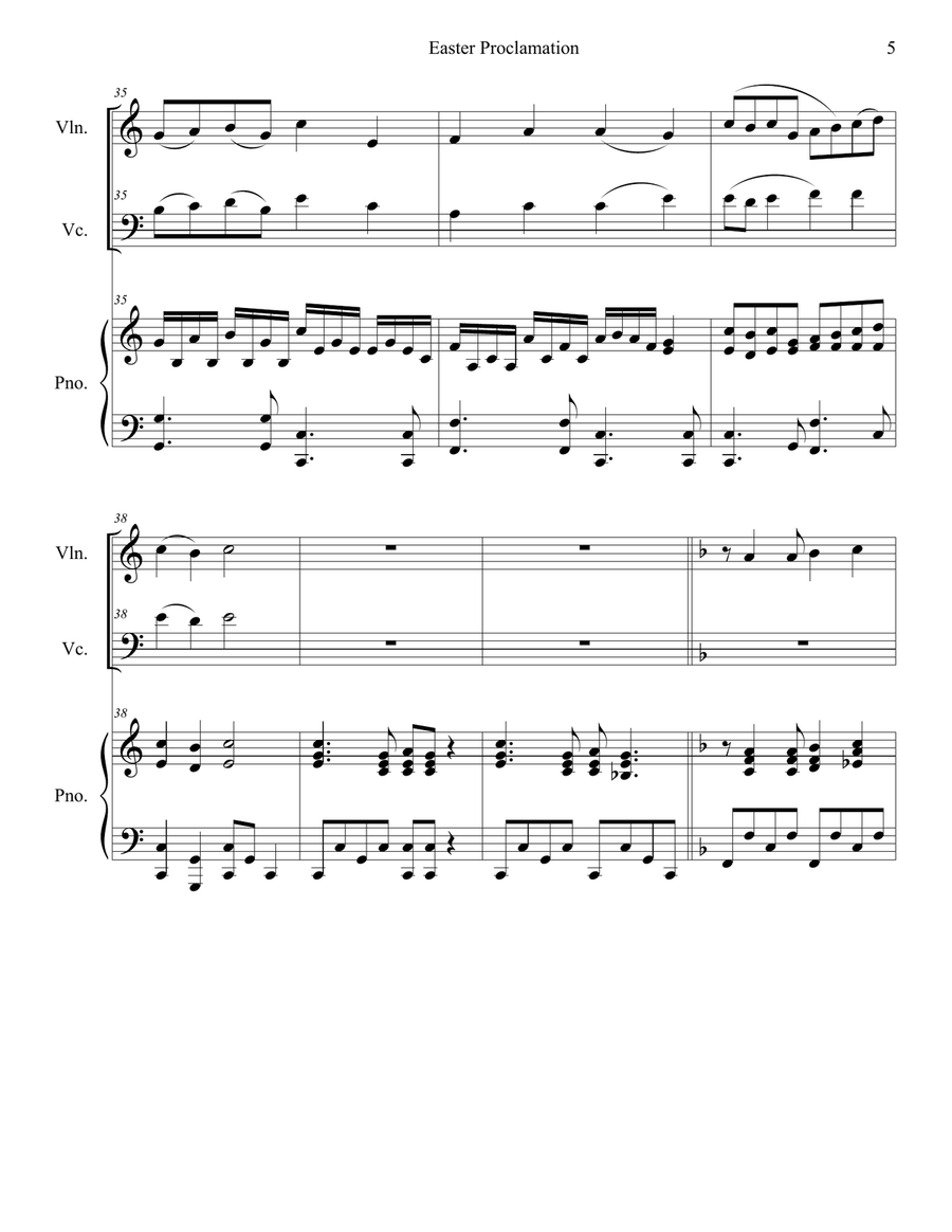 Easter Proclamation (The Risen Christ) (Duet for Violin and Cello) Easter Proclamation (The Risen Christ) (Duet for Violin and Cello) Piano Trio scores gallery preview page 5