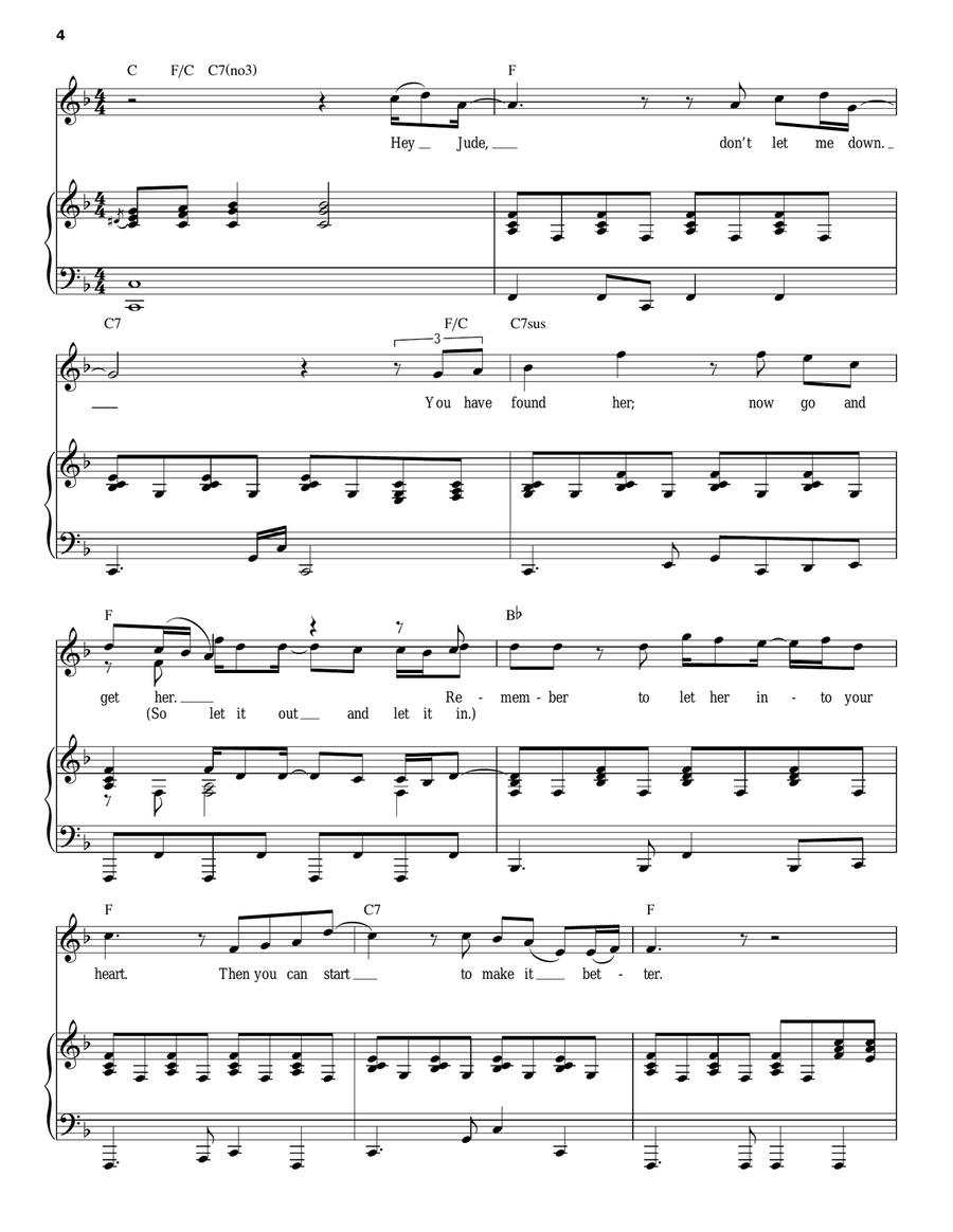 Hey Jude Piano, Vocal scores gallery preview page 4