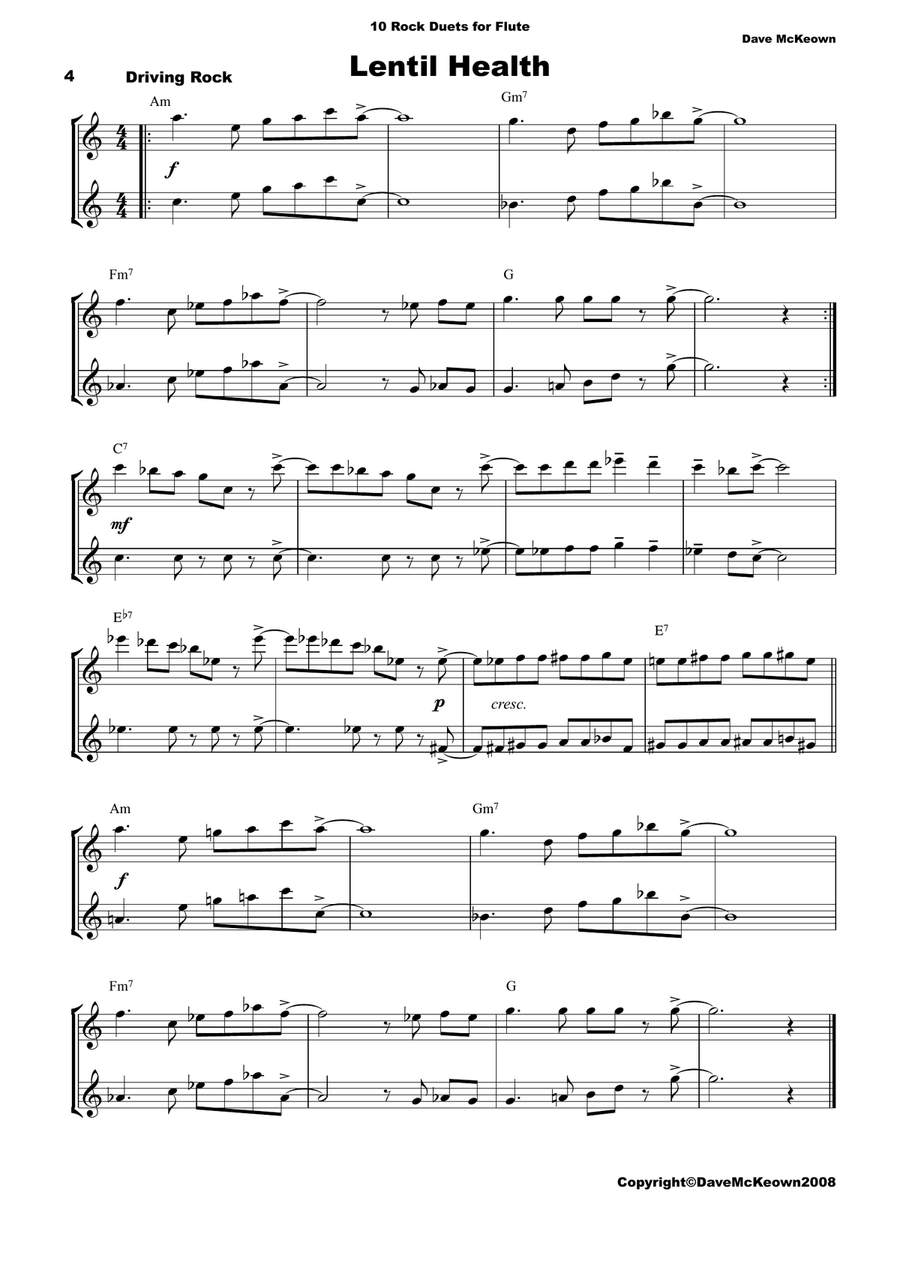 10 Rock Duets for Flute Flute Duet scores gallery preview page 4
