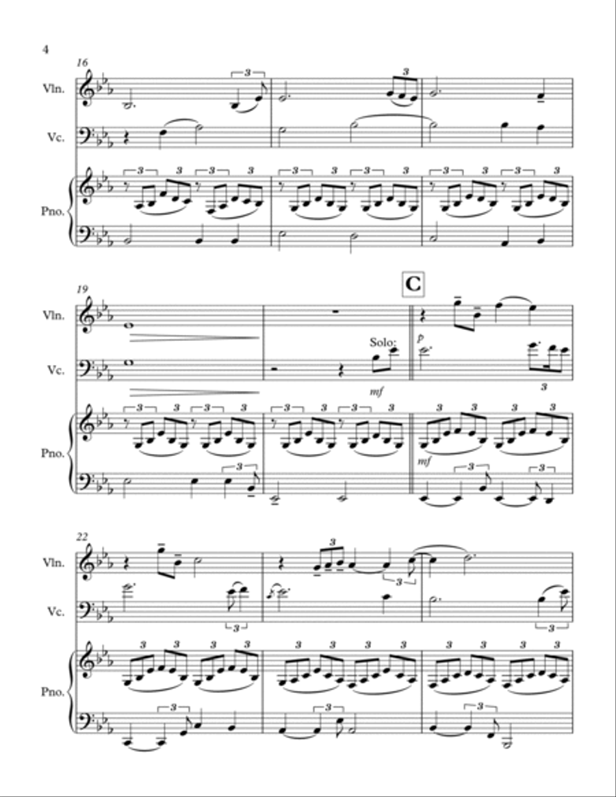 Amazing Grace, for Violin, Cello and Piano Piano Trio scores gallery preview page 4