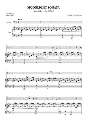 Moonlight Sonata for Cello and Piano Accompaniment