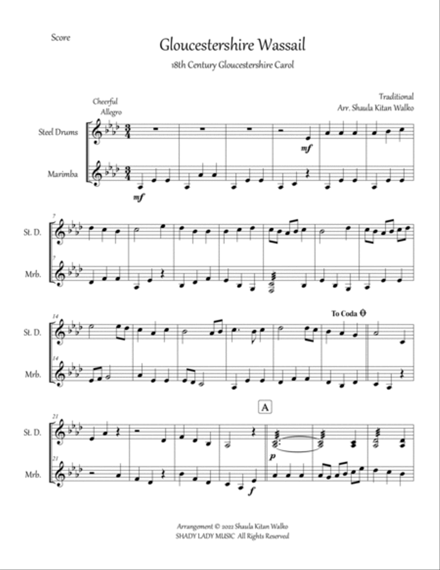 Gloucestershire Wassail (Wassail, Wassail) Percussion scores gallery preview page 2