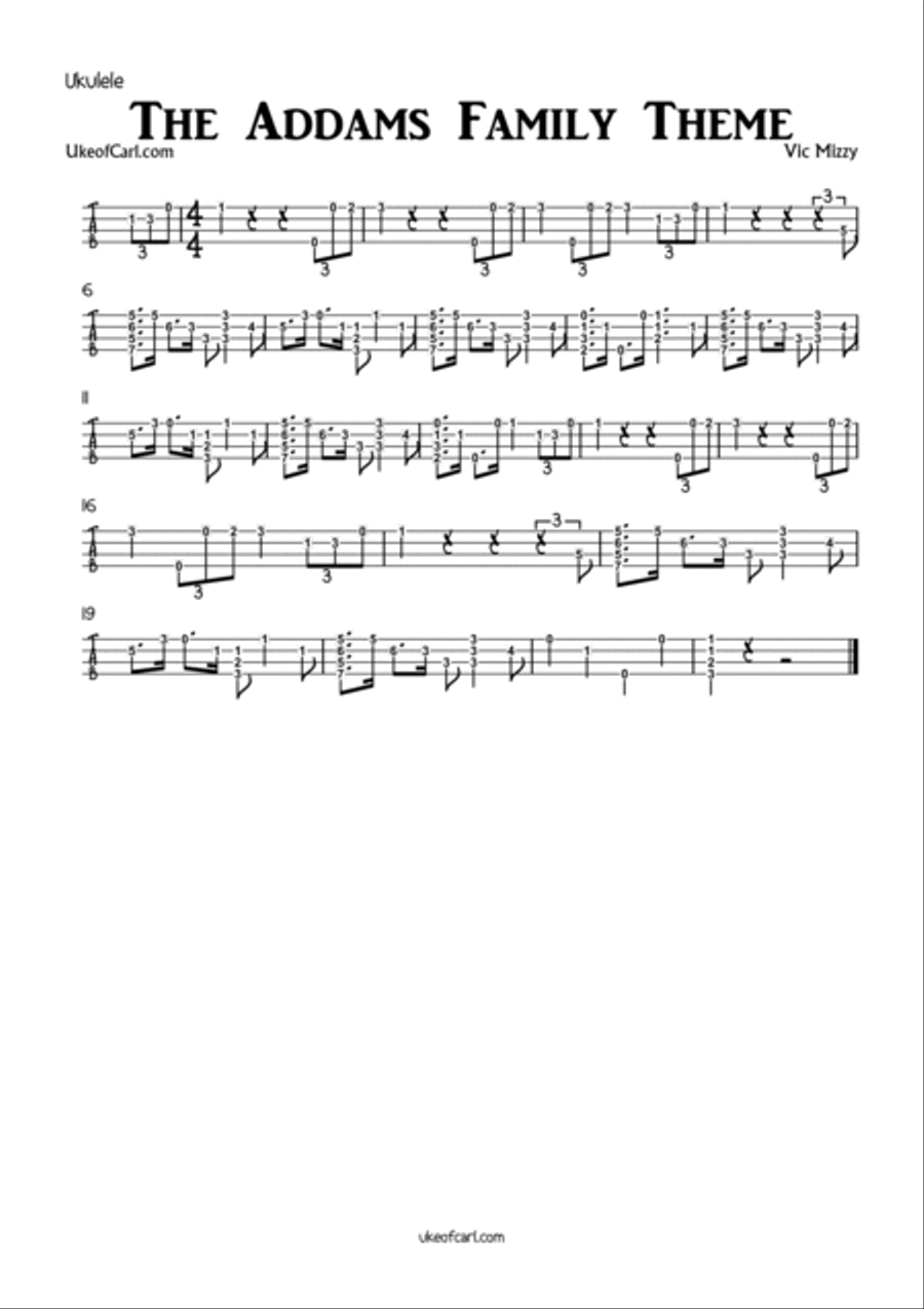The Addams Family Theme Ukulele scores gallery preview page 4