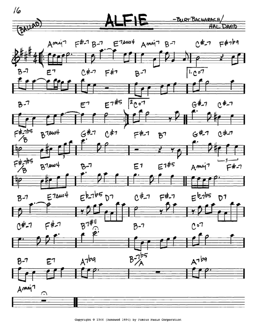 Alfie Piano scores gallery preview page 1
