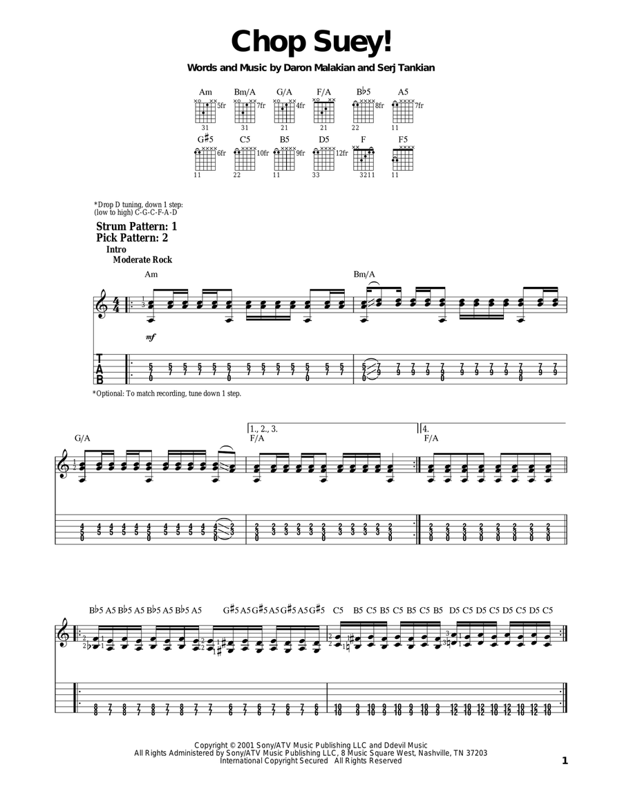 Chop Suey! Acoustic Guitar scores gallery preview page 1
