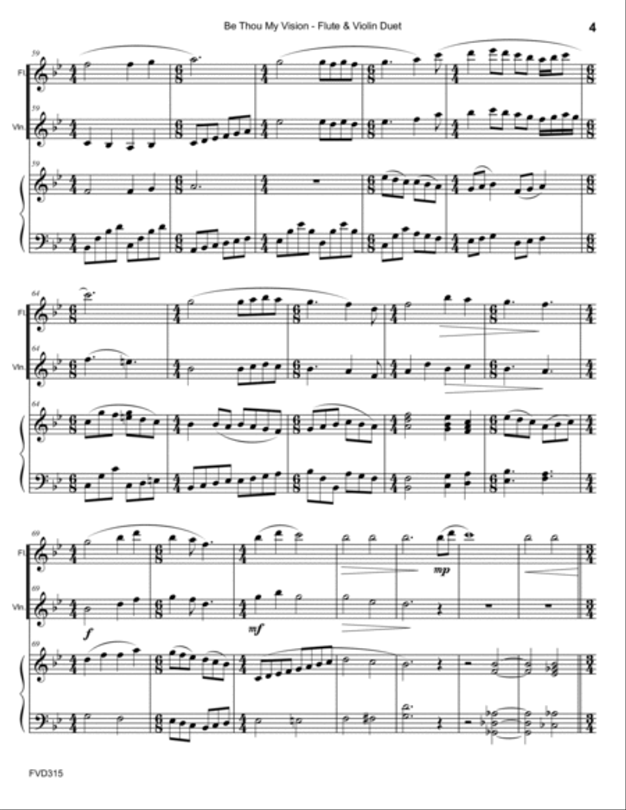 BE THOU MY VISION - FLUTE & VIOLIN with Piano Accompaniment Small Ensemble scores gallery preview page 4