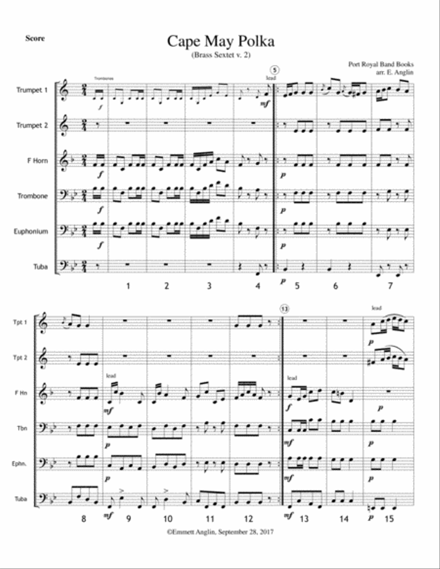 Cape May Polka - Brass Sextet from the Civil War Brass Ensemble scores gallery preview page 3