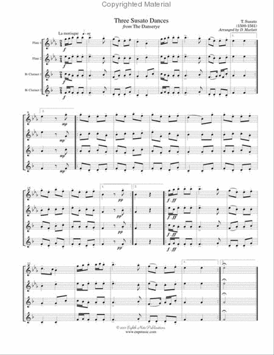 Three Susato Dances (from The Danserye) Woodwind Quartet scores gallery preview page 2