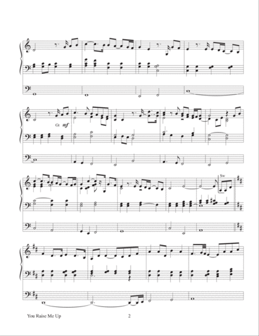 You Raise Me Up Organ Solo scores gallery preview page 3