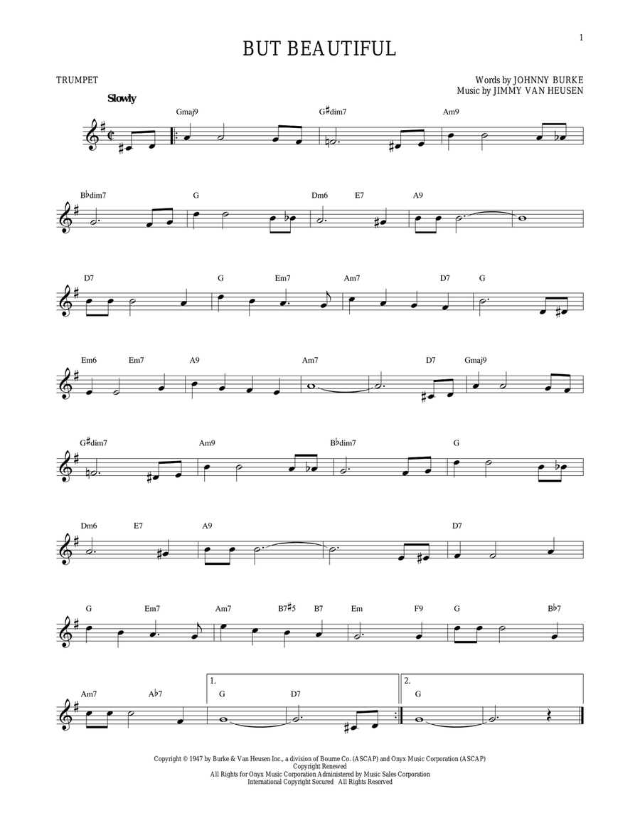 But Beautiful But Beautiful Trumpet Solo scores gallery preview page 1