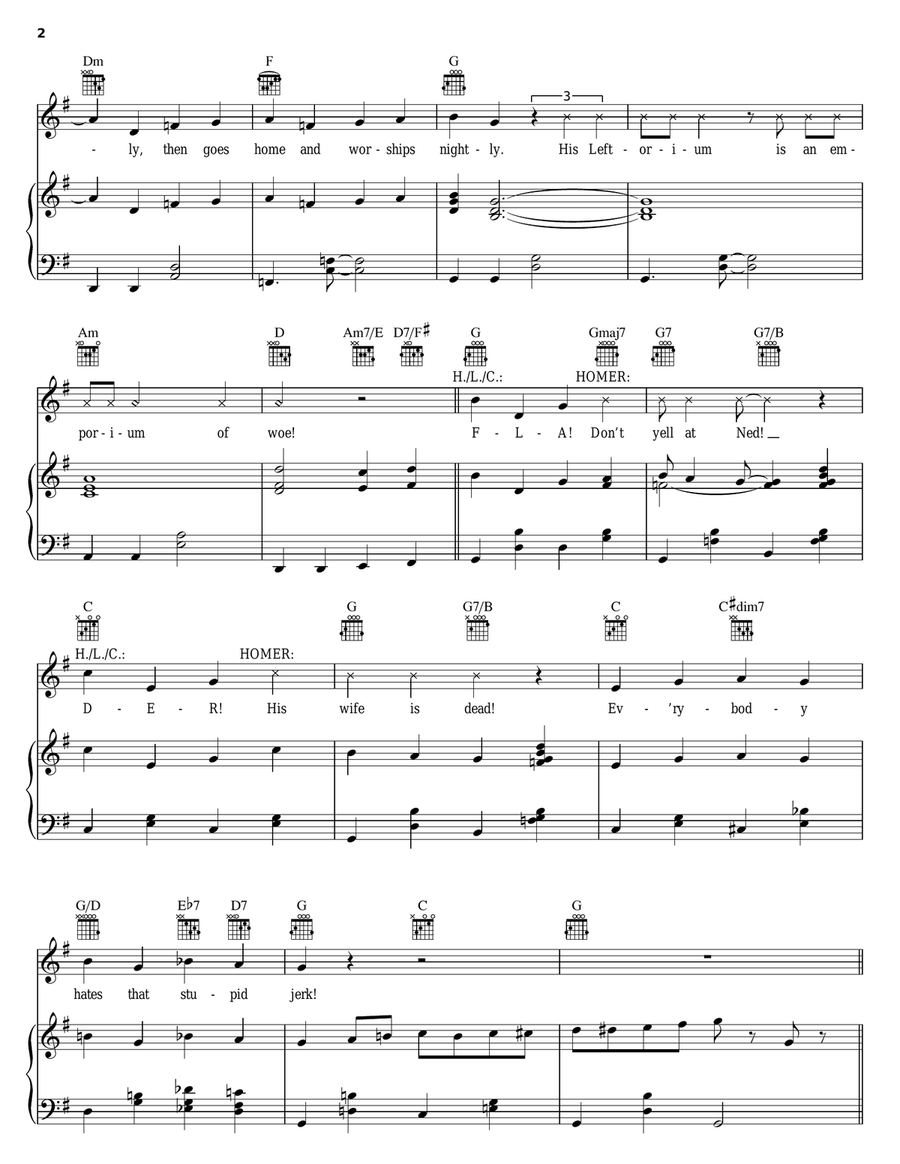 Everybody Hates Ned Flanders Piano, Vocal, Guitar scores gallery preview page 2