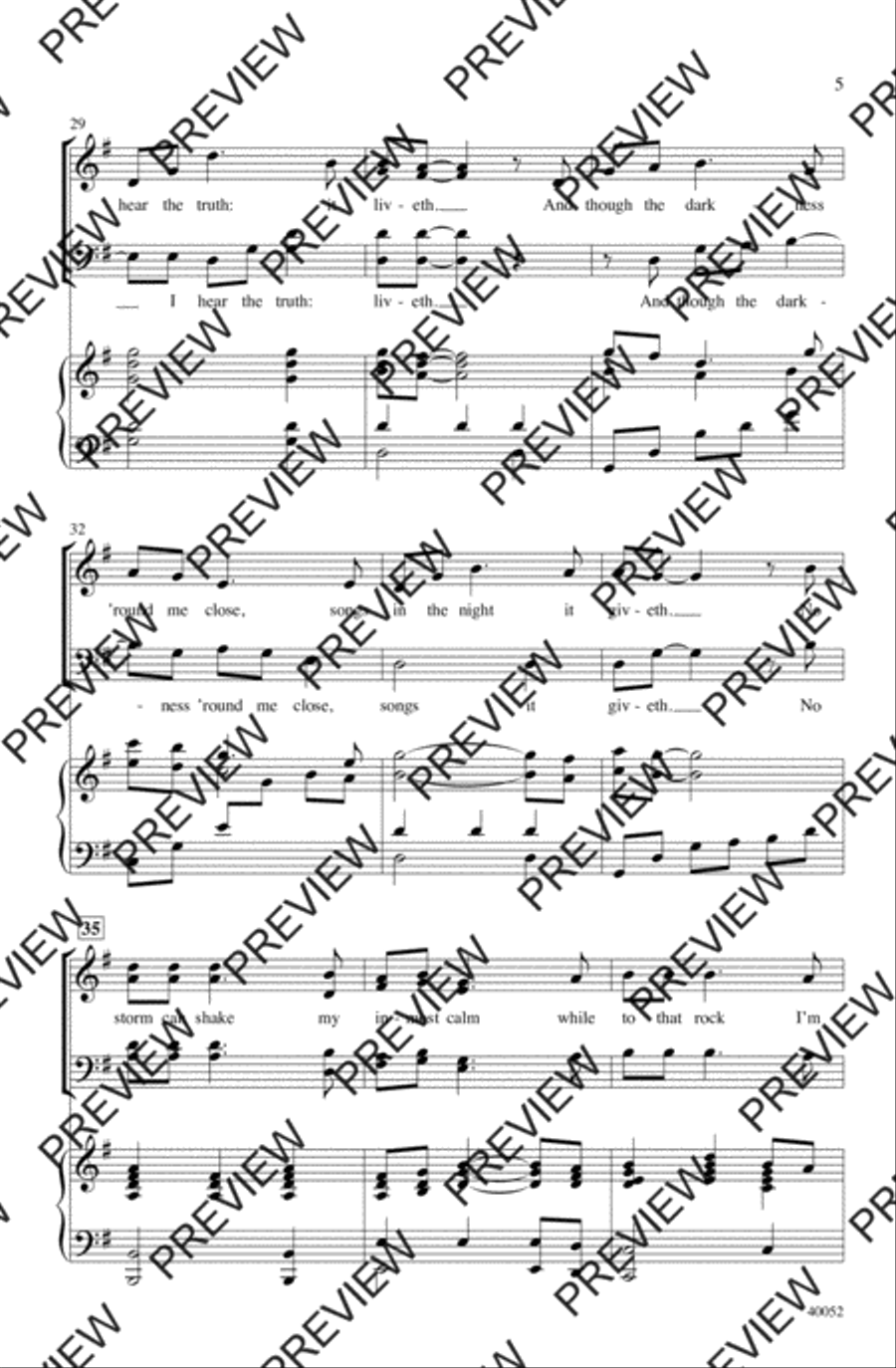 How Can I Keep from Singing? 4-Part scores gallery preview page 5