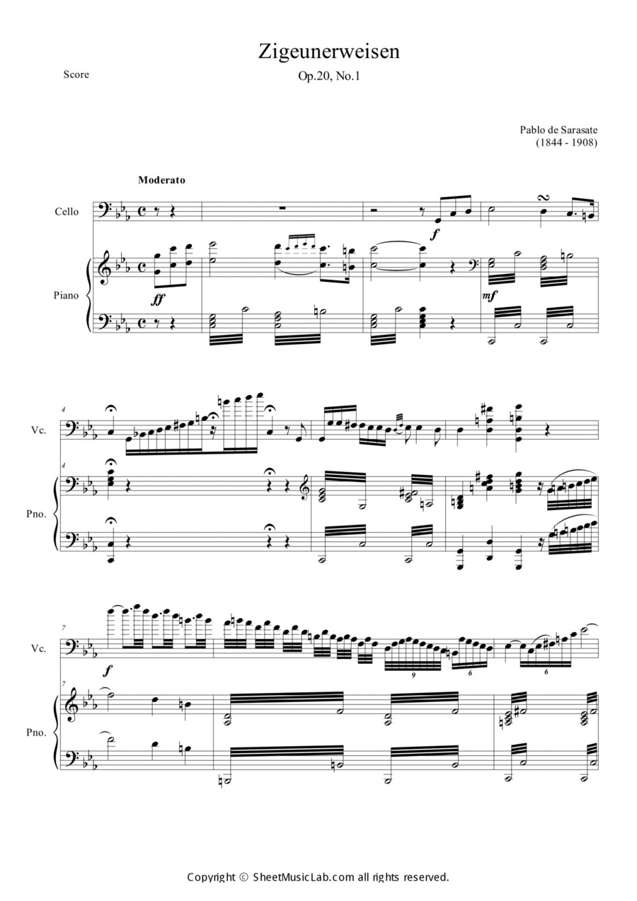 Zigeunerweisen Op.20 Piano scores gallery preview page 1