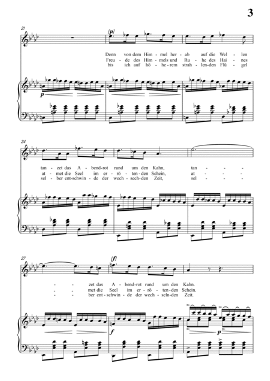 Schubert-Auf dem Wasser zu singen inbA for Vocal and Piano Voice scores gallery preview page 4