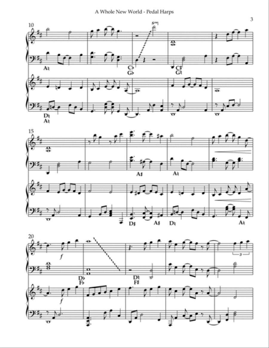 A Whole New World A Whole New World Pedal Harp scores gallery preview page 3