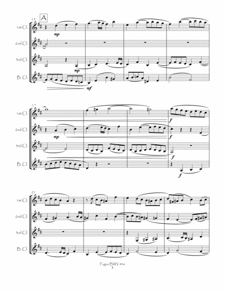 Fugue BWV 846 from the Well-Tempered Clavier, Book 1 for Clarinet Quartet (3 Bb & Bb bass) image number null
