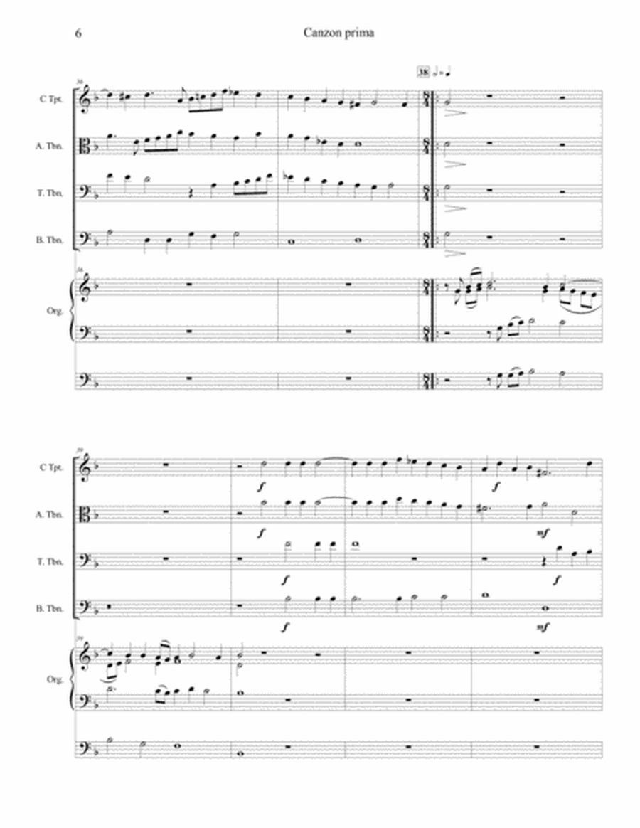 Canzona per Sonare No 1 for Brass Quartet and Organ