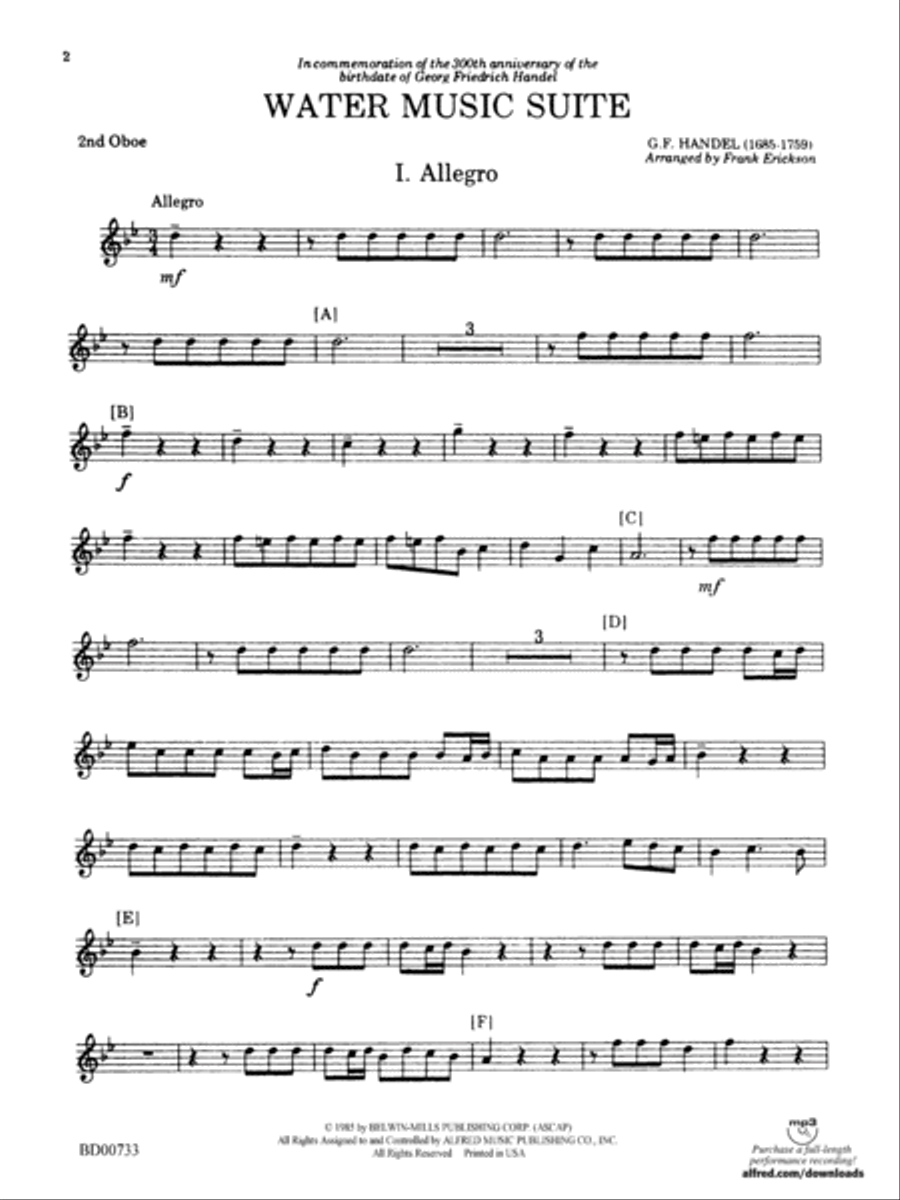 Water Music Suite: 2nd Oboe Concert Band scores gallery preview page 2