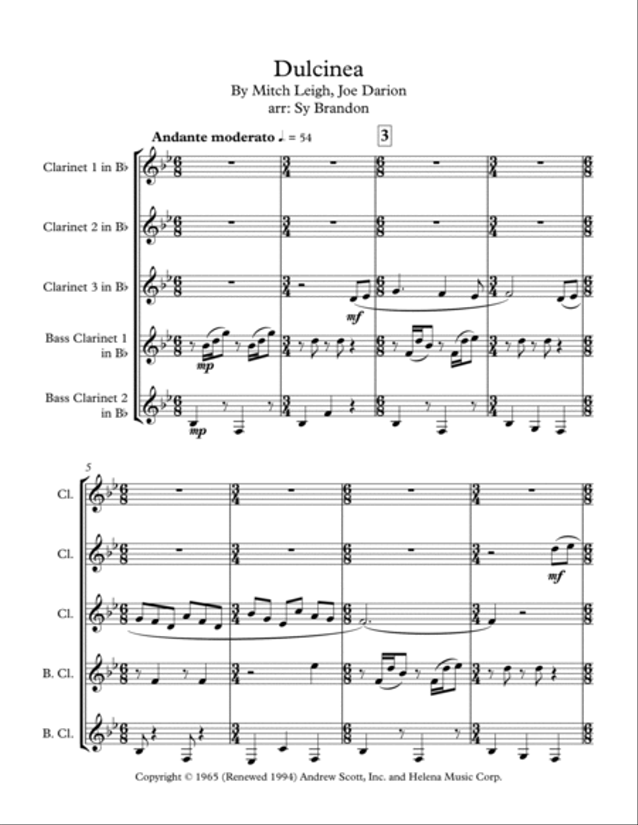 Dulcinea Woodwind Ensemble scores gallery preview page 1