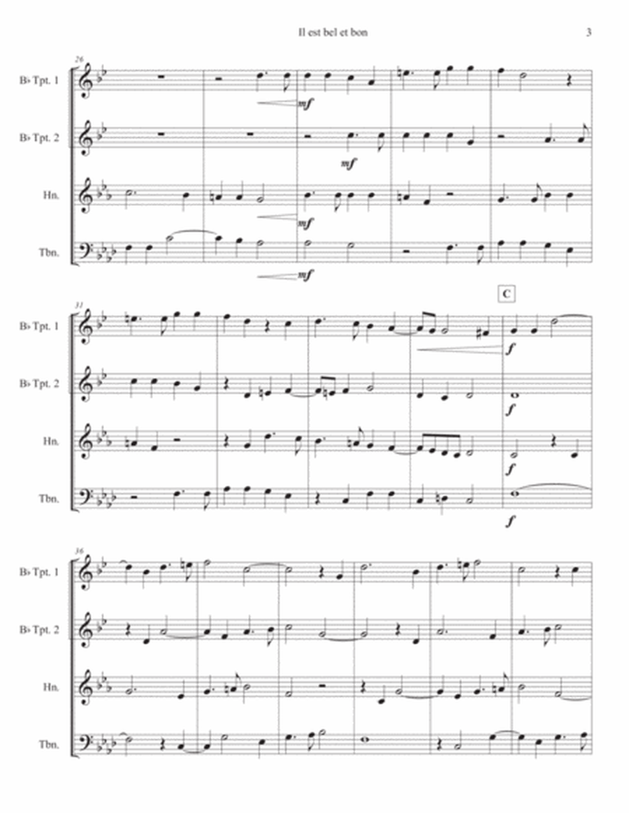 "Il est bel et bon" for Brass Quartet - Pierre Passereau image number null
