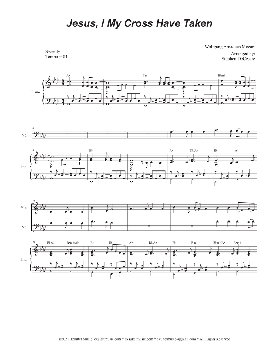 Jesus, I My Cross Have Taken (Duet for Violin and Cello) Piano Trio scores gallery preview page 2